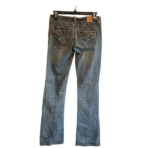 Red Camel Premium Denim Jeans Womens Size 5 Distressed Rips Embroidered Pockets - Picture 2 of 11